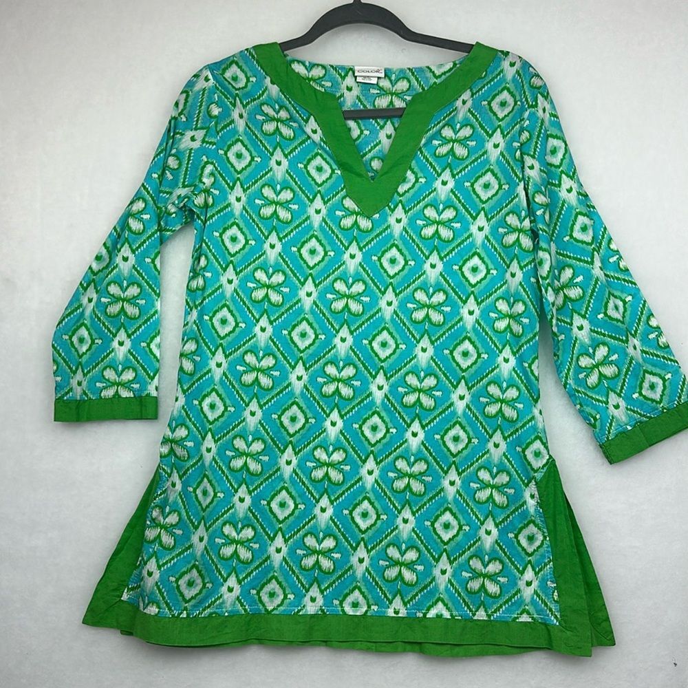 All For Color Cover up V-Neck 3/4 Sleeves Kimono/Cardigan/Tunic Sz Small